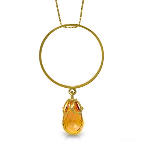 Galaxy Gold 14K Solid Yellow Gold 24" Necklace with 3 Carat 3 Carat Natural Citrine, 14"-24" Sizes, November Birthstone, Symbol of Warmth