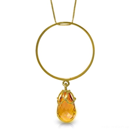 Galaxy Gold 14K Solid Gold 3 Carat Natural Citrine Necklace for Women - Yellow Gold Fine Jewelry