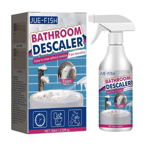 Multipurpose Bathroom Sink Cleaner Foam | Limescale Remover for Shower Glass Stainless Steel Bathtubs | Powerful Stain Deodorizer | 60ml Easy Use | Grime Grease Soap Scum Dissolver