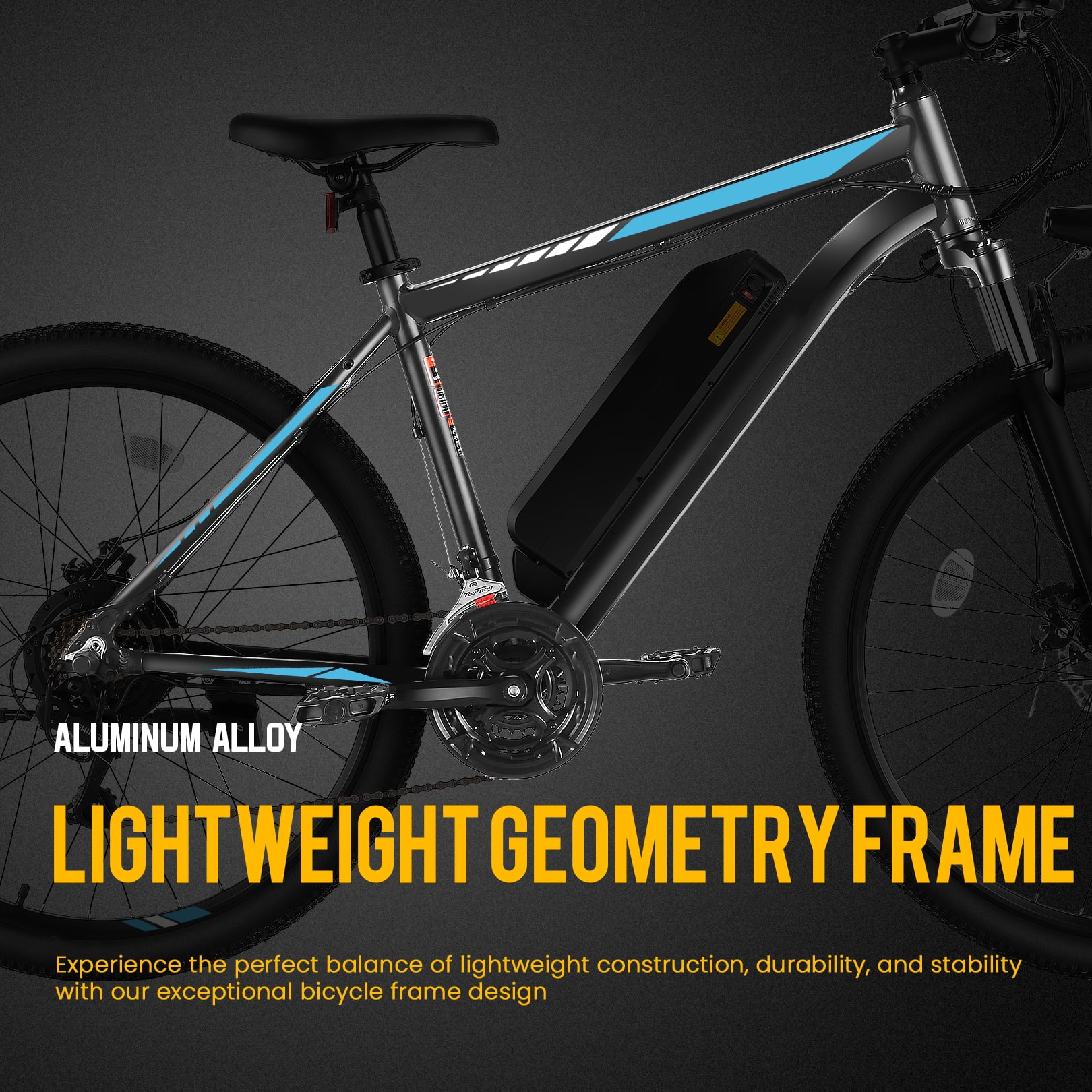 Elifine 26" Electric Bike for Adults 350W Electric Mountain Bike with 36V 10.4Ah Removable Battery, LCD, Lockable Suspension Fork, 5 Riding Modes, 21 Speed Commuter Ebike, UL2849