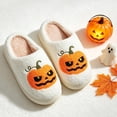 thumbnail image 2 of CLOUJI Cute Fuzzy House Halloween Print Slippers for Women Non- Memory Foam Shoes, 2 of 6