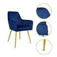 thumbnail image 4 of CangLong dining-chairs Furniture Modern Living Room Accent Arm Club Guest with Gold Metal Legs, Set of 2, Navy Blue, 4 of 6