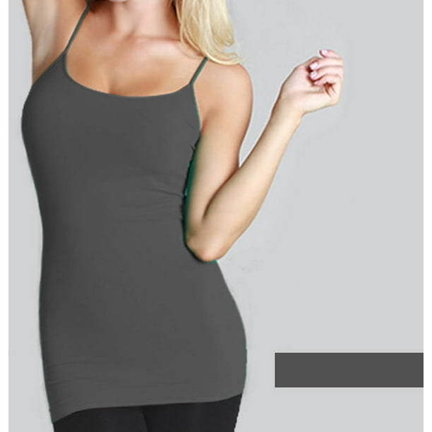 CCTX Women's Basic Stretch Camisole Tank Top Spaghetti Strap Long