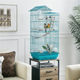 thumbnail image 4 of Topeakmart 39''H Metal Birdcage Parrot Cage with Toys & Ladder, Teal Blue, 4 of 14
