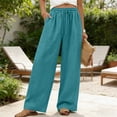 thumbnail image 2 of ClodeEU Women's High Waisted Straight Leg Pants with Drawstring,Casual Loose Fit Trousers Blue,Womens Plus M, 2 of 9