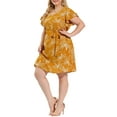 thumbnail image 4 of DARING DIVA Plus Floral Tie Waist Layered Sleeve Casual Dress 3X Ginger, 4 of 6