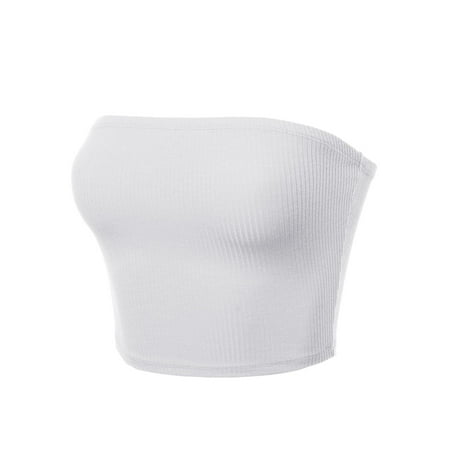 

FashionOutfit Women s Solid Bra Ribbed Tube Top