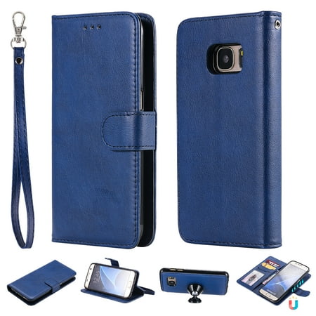 Galaxy S7 Case Wallet, S7 Case, Allytech Premium Leather Flip Case Cover & Card Slots Pocket, Wrist Design Detachable Slim Case for Samsung Galaxy S7 (Best S7 Edge Wallet Case)