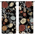 thumbnail image 2 of Black Floral Curtains, Boho Tropical Leaves Mandala Vintage Retro Indian Bohemian Paisley Colorful Wild Flower Spring Window Curtains for Living Room Bedroom Kitchen Bathroom 2 Panels, 84"x63" Inch, 2 of 5