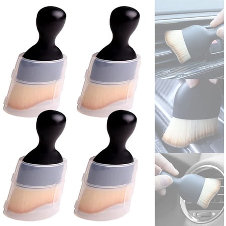 4 PCS Car Interior Cleaning Tool, Soft Bristles Car Detailing Brush, Auto Interior Cleaning Brush Dust Collectors, Curved Design Dust Removal Clean Brush for Dashboard, Air Conditioner Vents (4 PCS)
