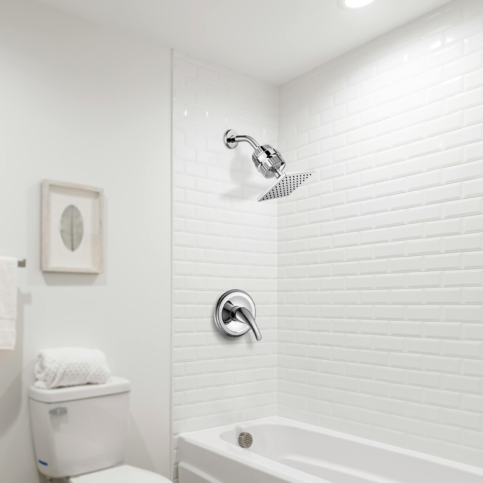 Cobbe Square Filter Shower Head Removes Chlorine and Harmful Substances Softens Water Quality Effectively Alleviates Dry Itchy Skin & Hair Chrome
