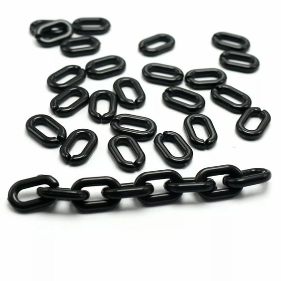 U8MO 200 Black Acrylic Oval Linking Rings Open Chain Beads 15X10mm DIY Bracelet