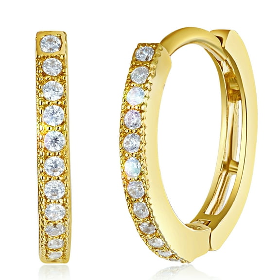 Wellingsale Ladies 14k Yellow Gold Polished 1mm Huggies Hoop Earrings (12mm Diameter)