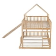 thumbnail image 5 of Harper & Bright Designs Floor House Bunk Bed Frame Full XL Over Queen Size with Slide, Wood Bunk Bed Frame with Roof for Boys and Girls, Natural, 5 of 10