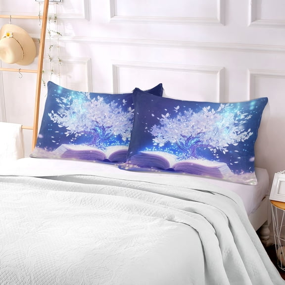 Pillow Case Plush Pillow Magical Book White Tree Case standard size/King size/Queen size Bed Pillow Pillowcases