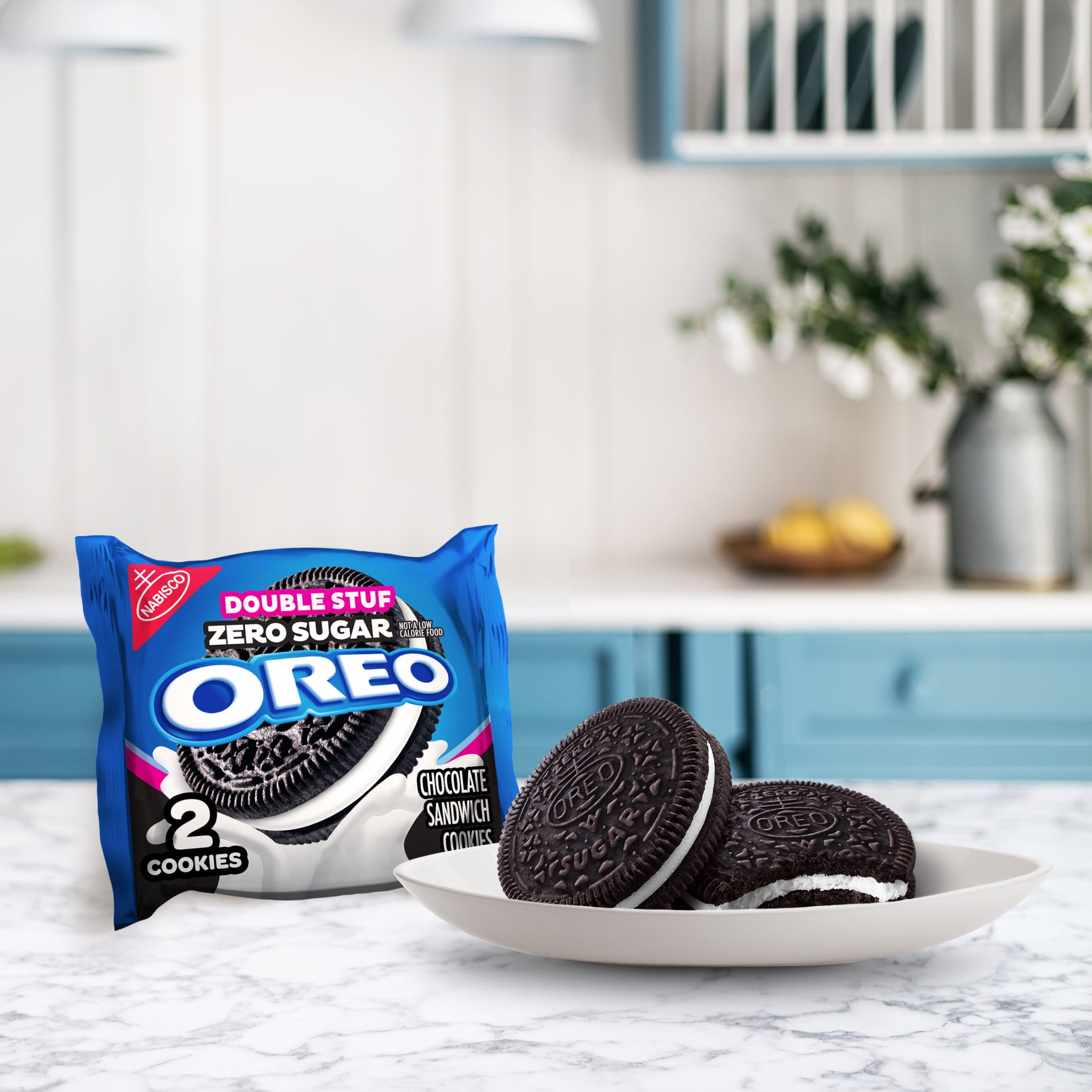 OREO Double Stuf Zero Sugar Chocolate Sandwich Cookies, 10 Snack Packs (2 Cookies Per Pack)