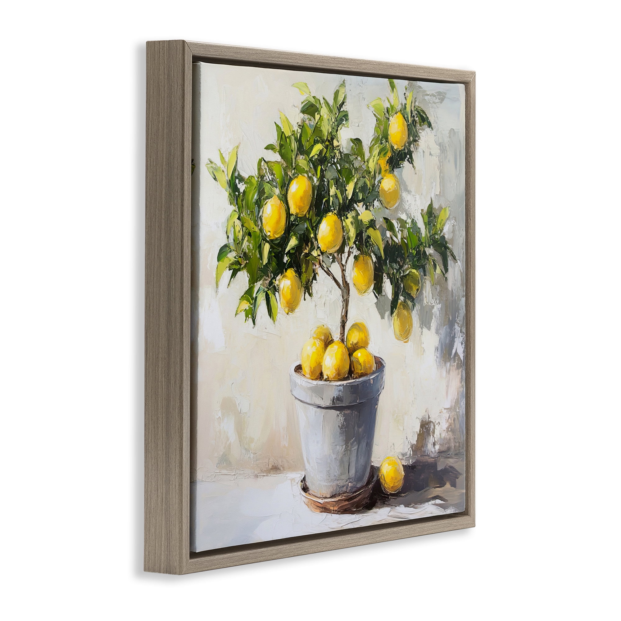 Stupell Industries Falling Lemon Tree Brown Framed Floater Canvas Wall Art, design by Tina LeCour