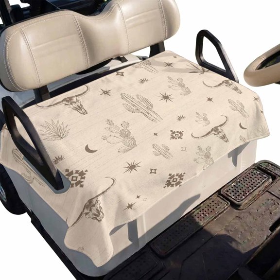 Golf Cart Seat Cover Western Longhorn Skull Club Car Golf Cart Seat Covers Soft Absorbent Golfcart Towel Boho Sunburst Stars Desert Cactus Golf Seat Covers for Cart Fits 2 & 4 Passenger 51"x31"