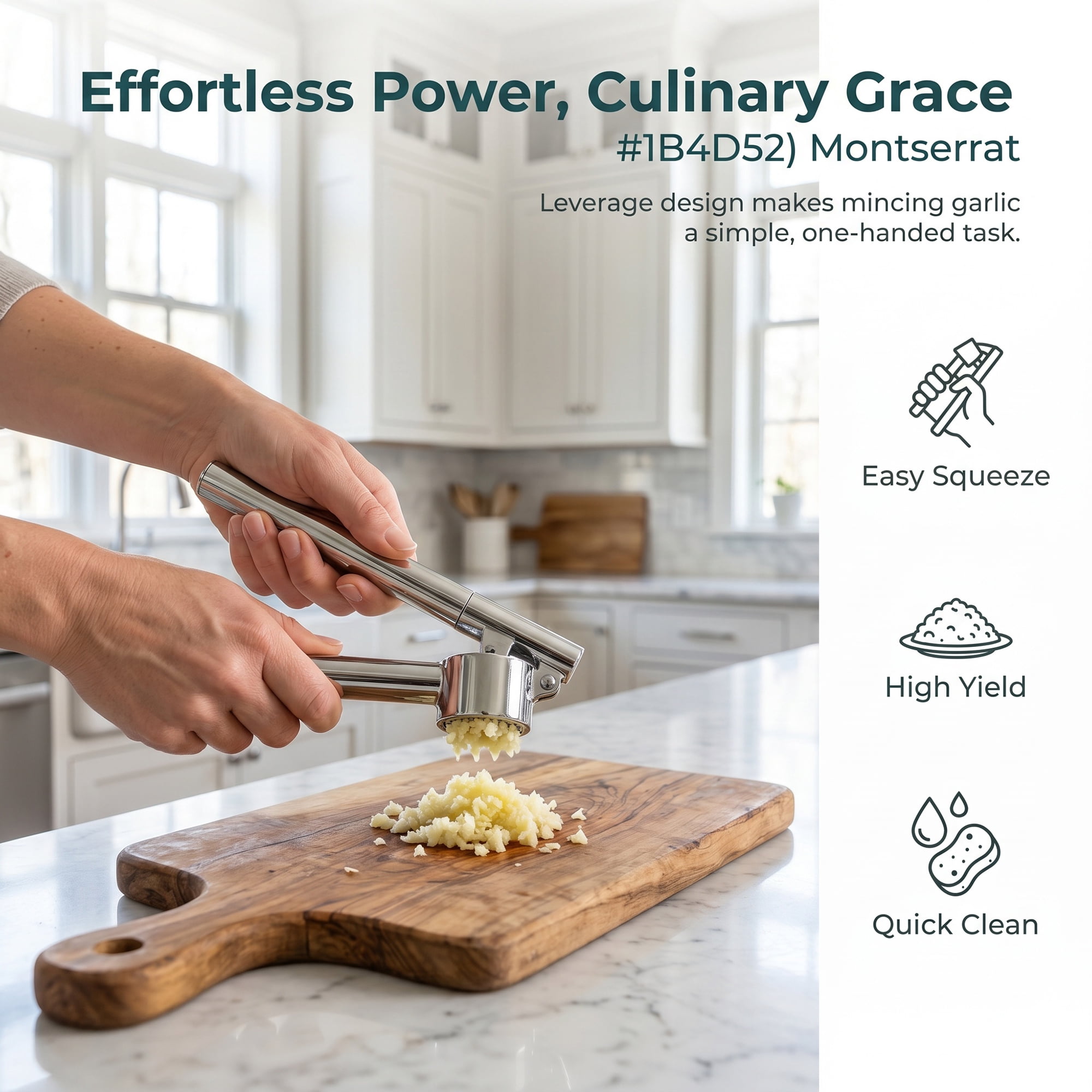 Unique Bargains Chopper Food Processor Ergonomic Long Handle Garlic Squeezer Silver-1