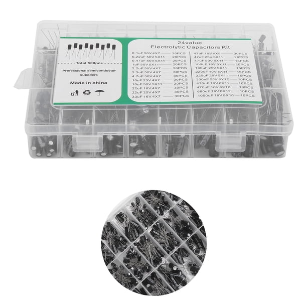 Condensador Electrolítico, Preciso 24 Valores 10V 16V 25V 50V Rango 0.1uF-1000uF Condensadores Para Electrónica Para Amplificador