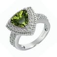 thumbnail image 2 of Sterling Silver with Trillion Shape Natural Peridot and White Topaz Halo Ring, 2 of 3