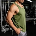 thumbnail image 4 of Men's Solid Blank Sleeveless Tank Tops Workout Training Base Layer Shirts Lightweight Summer Athletic Tops,Army Green,M, 4 of 7