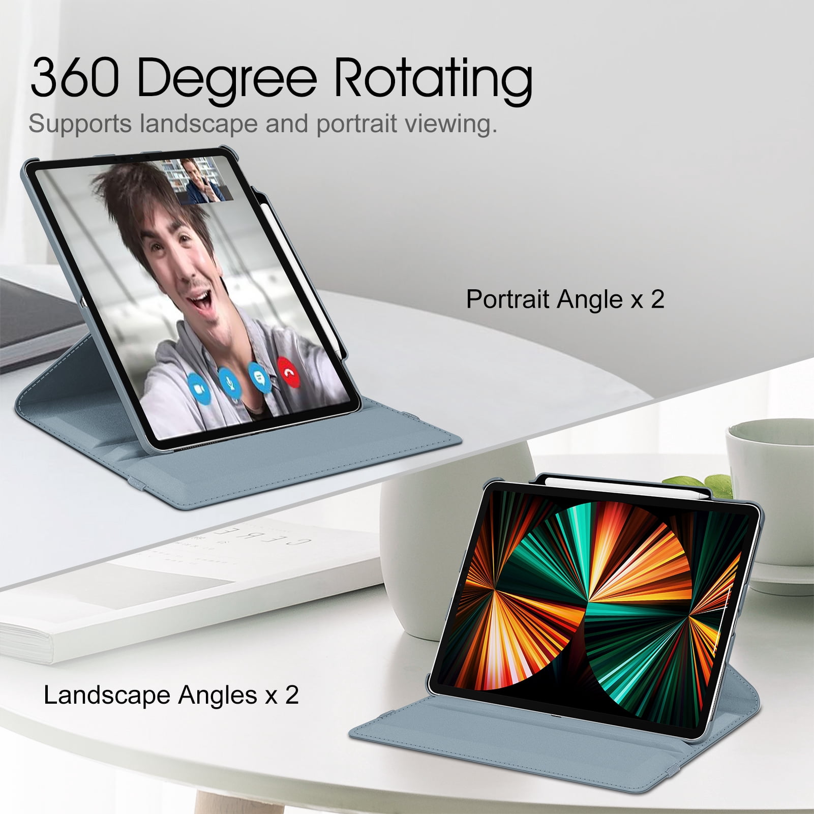 Fintie Swivel Case for iPad Pro 12.9 (2021/2020/2018) - 360 Degree Rotating Protective Cover w/Pencil Holder for iPad Pro 12.9-inch 5/4th/3rd Generation