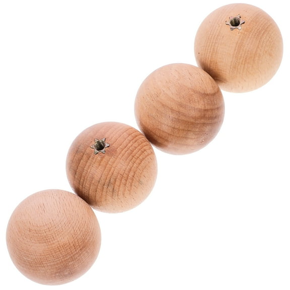 KALLORY  4 Pcs Round Kitchen Handles for Cabinets Wooden Ball Knob