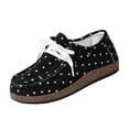 thumbnail image 2 of EKVAHL Women's Lace Up Casual Shoes, Orthopedic Tennis Sneakers Walking Shoes, Washed Suede Polka Dot Arch Support Wide Fit Daily Shopping Weekend Outdoor Shoes Black, 2 of 5