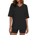 thumbnail image 5 of Gingprous 2 Piece Lounge Set for Women Oversized Tshirts with Shorts Casual Tops V Neck Summer Outfits, 5 of 10