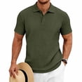 thumbnail image 2 of Bxsruta Men's Casual Textured Knit Polo Shirt Short Sleeve Button Front Breathable Solid Collared Pullover, 2 of 8