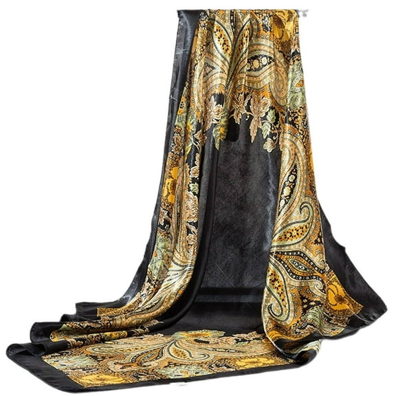 TELOLY Silk Scarf Women'S Silk Scarf Womens Scarf Scarf Silk Scarf for Women Black