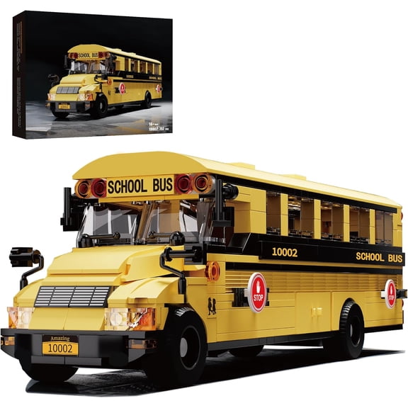 GZBricker School Bus Building Sets Compatible with Lego Car Classic Yellow American School Model for Adults