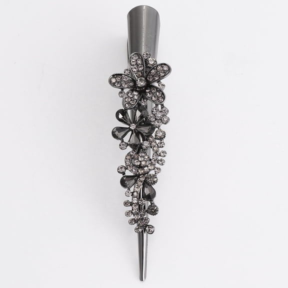 Raindrops 1Pc Clip Rhinestone Studded Hairpin Hair Clip Bobby Pin Hair Styling Barrette Headwear Hair Accessory (Grey)