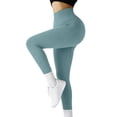 thumbnail image 4 of YIFUNIN Women's Solid Color Hip Lifting Yoga Pants, Ribbed Knit Fitness Leggings for Exercise Workout, High Waist Tummy Control,Green L, 4 of 7