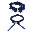 thumbnail image 1 of conjunto de liga de novia de encaje con lazo de raso y perlas Azul Sunnimix Liga nupcial del satén de la boda, 1 of 8