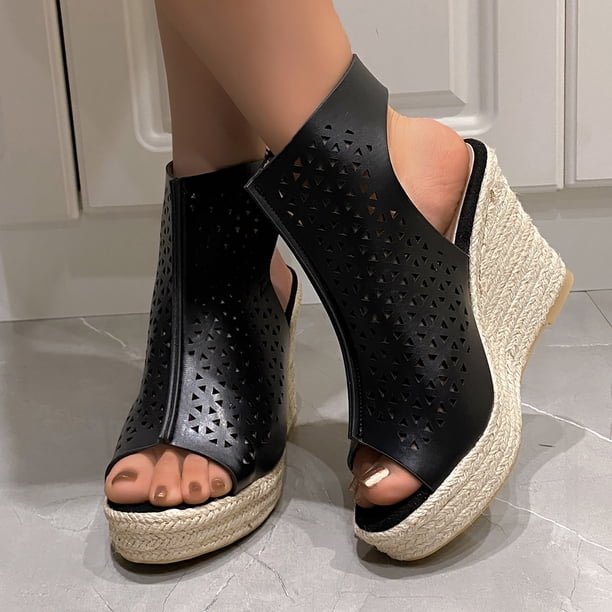 MKLEKYY Sandalias de Verano para Mujer, de Piel, Con Tacón de Aguja y Suela Gruesa, Estilo Romano, Con Aberturas.