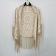 thumbnail image 2 of Poncho holgado con flecos de ante para mujer - Chal abierto con estampado perforado, tejido de poliéster, talla única, elegantes flecos para llevar en ocasiones informales, en la playa y en festivales, 2 of 5