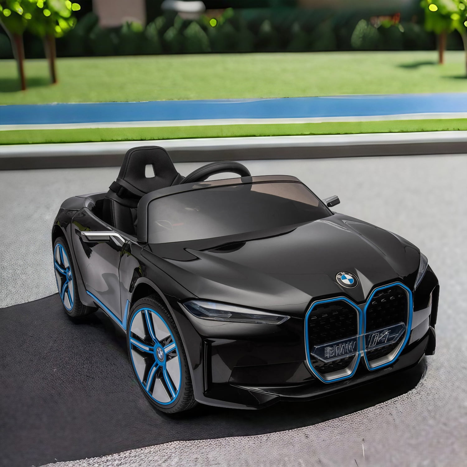 CIPACHO Licensed BMW I4, 12v Kids Ride On Car with 2.4G Parents Remote Control, Electric Car for Kids, 3 Speed Adjustable, USB, MP3, Bluetooth, Black