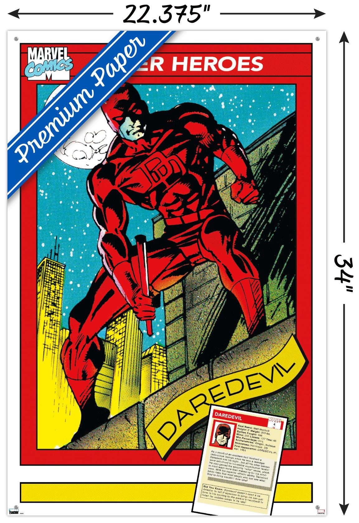 Marvel Trading Cards - Daredevil Wall Poster with Pushpins, 22.375" x 34"