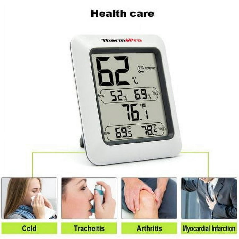 ThermoPro TP50 2 Pieces Digital Hygrometer Indoor Thermometer Room Thermometer and Humidity Gauge with Temperature Humidity Monitor