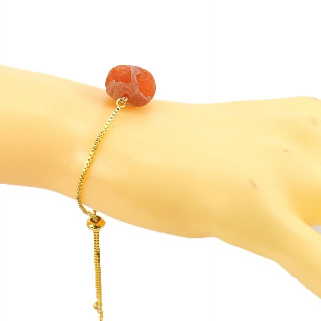 Nvzi Pulsera de cuentas hecha a mano, adecuada, pulsera de piedra cruda natural mixta irregular, pulsera ajustable de empujar y tirar hecha a mano (roja)