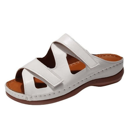 

Gladiator Sandals Women Dressy Summer 2023 Peep Toe Platform Sandals Shoes Beach Wedges Ladies Flip Flops Orthopedic Leather Sandals