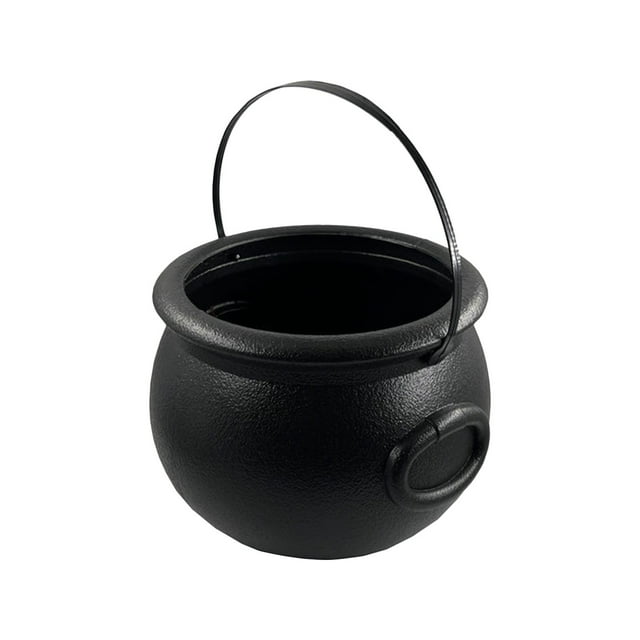 Cubo con forma de caldero de bruja para Halloween | Tarro de plástico con forma de llama para dulces, ideal para pedir dulces