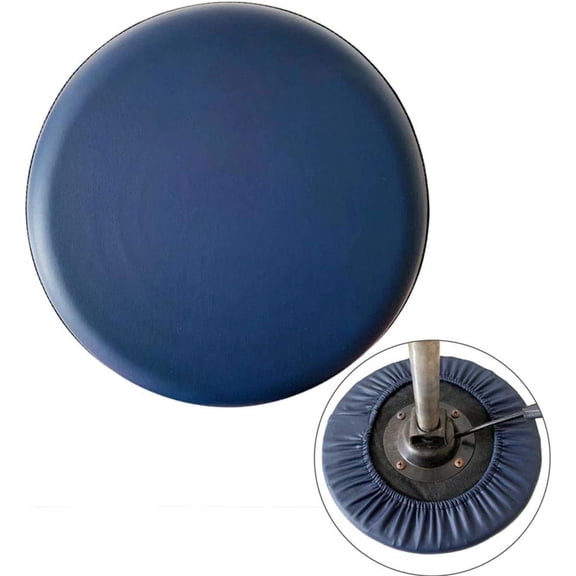 2PCS Round Bar Stool Cushion with Elastic Round Foam Padded Seat Cushions Waterproof Leather Bar Stool Covers Diam 13"-Thk 0.8" Blue