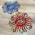 thumbnail image 3 of Metal Wall Sculpture Decorative Sign, Sun Ray Design in Red and Blue, Indoor Outdoor Decor, 3 of 5