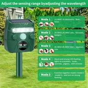 JahyElec 2-Pack Ultrasonic Outdoor Solar Animal Repeller with Motion Sensor and LED Strobe Light