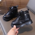 thumbnail image 7 of Quealent Baby Work Boots Autumn Fashion Leather Lace-Up Boots Soft Flat Ankle Snow Boots Black for Size 5, 7 of 7