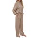 thumbnail image 3 of Conjuntos Deportivos de Dos Piezas para Mujer, Ideales para Otoño. Incluyen Sudadera con Cordón Ajustable y Pantalón Deportivo de Pierna . Caqui L, 3 of 10
