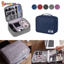 Spencer Electronic Travel Cable Cord Organizer Bag Water-resistant Double Layer Storage Bag Electronic Accessories Drive Cases for Cable, Charger, Phone, USB, SD Card "Navy Blue"